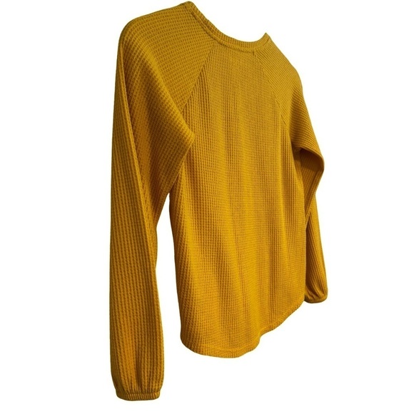 Cat & Jack Yellow Waffle Knit Shirt with Elastic Cuffed Sleeves Size L 10/12 ☀️ - Picture 9 of 13